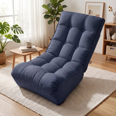 Chaise de plancher réglable pliante en métal gris, canapé paresseux inclinable à 3 positions avec dossier à 4 compartiments, siège de salon en tatami rembourré pour le salon, la chambre à coucher et le balcon