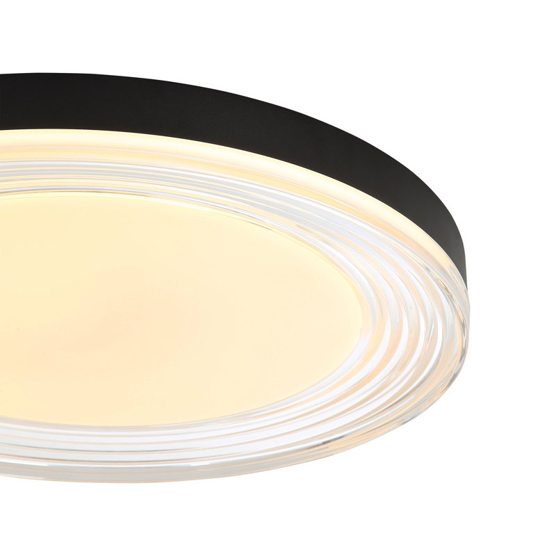 Plafonnier encastré Ondulada , Sable, noir, Verre transparent, H 1,63 po x l 19,75 po x P 19,75 po