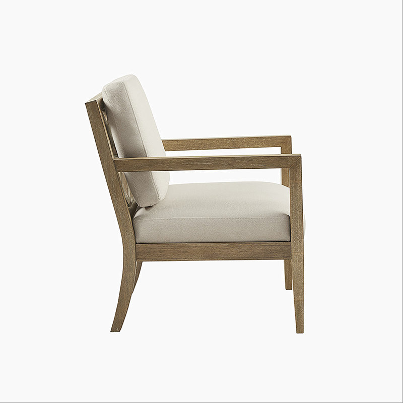Ivory Polyester Armchair with 4 Legs