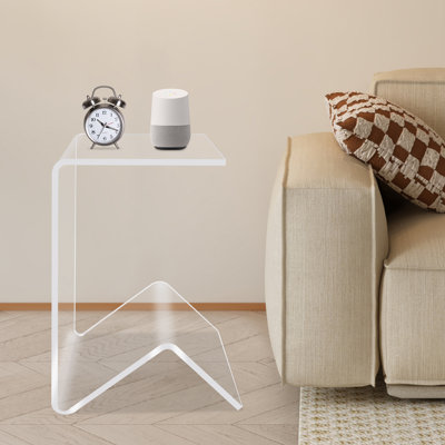 Table de bout en acrylique transparent pour table d'appoint 22,05 lb table de bout autoportante à base triangulaire pour le salon, la chambre et le café