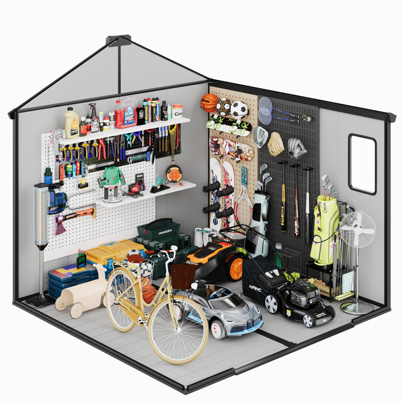 8 FT.W x 8 FT.D Resin Outdoor Storage Shed with Floor, Large Tool Sheds, with Assembly Video