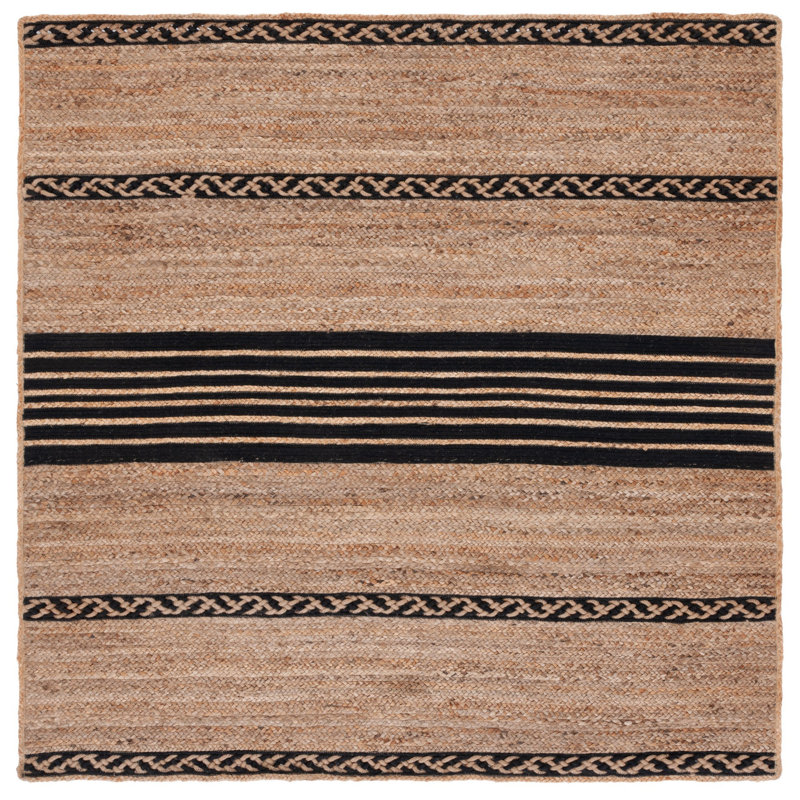 Margate Striped Handmade Hand-Loomed Area Rug in Brown/Black, Square 6'