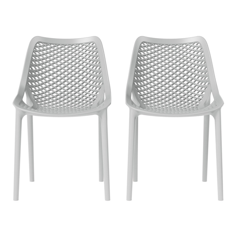 Outdoor Stacking Dining Side Chair (Set Of 2), Gray