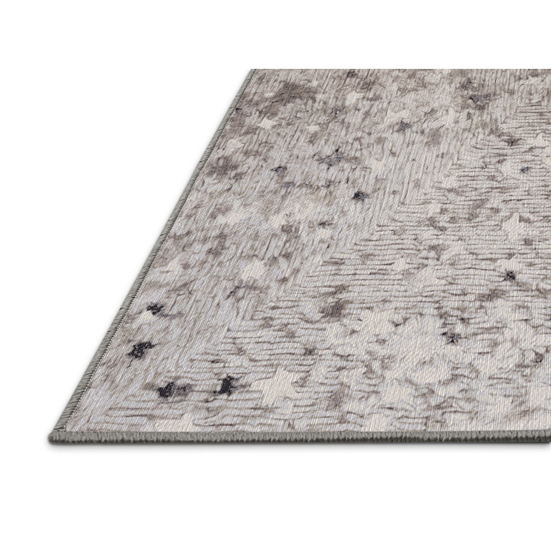 Machine Washable Gray Area Rug, Round 3'