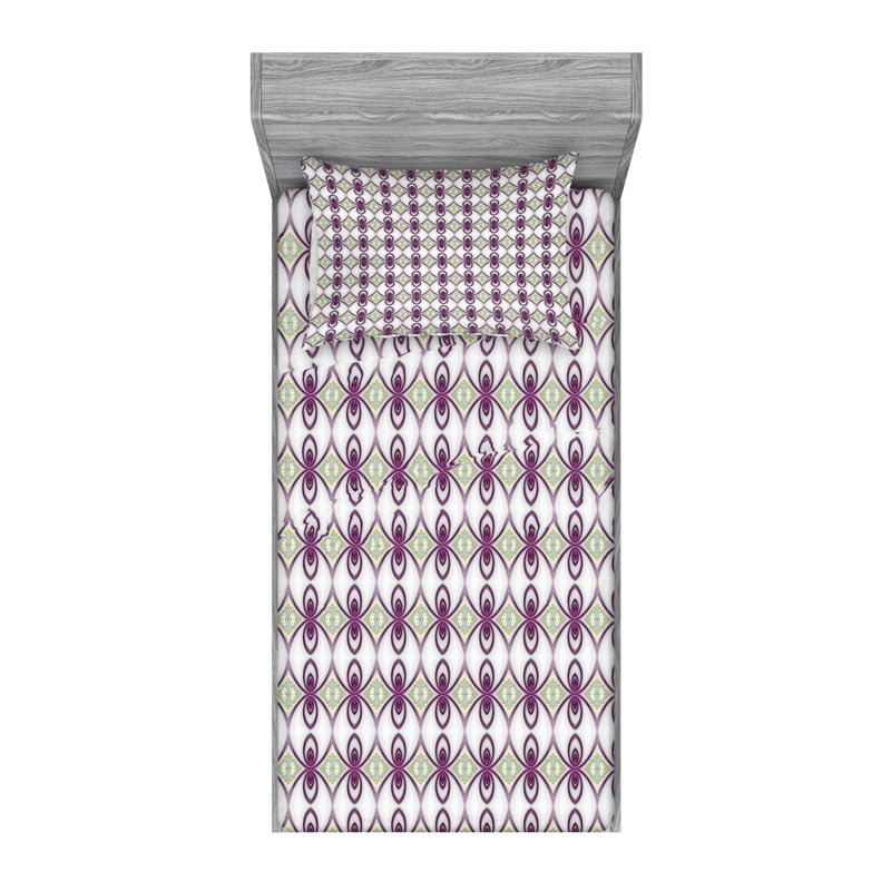 Microfiber Geometric Sheet Set, Twin Sheet Set with 1 Pillowcase
