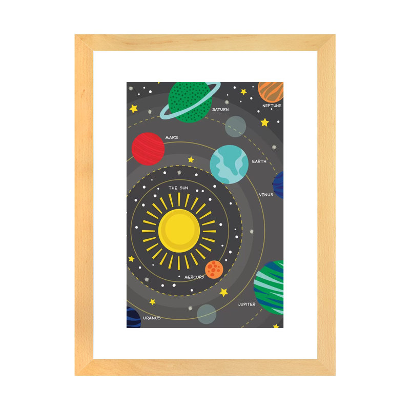 «Into Orbit» par Alison Tauber - reproduction imprimée, H 24 po x l 16 po x P 1 po, Papier avec cadre beige, Blanc