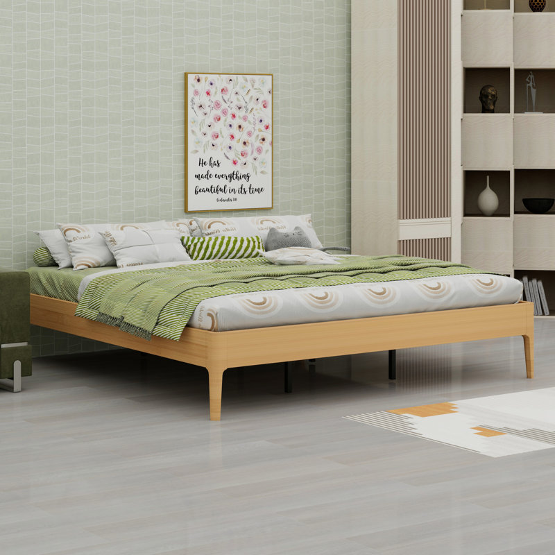 Contemporary Platform Bed Frame with Minimalist Style, Natural, King