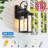 Black (Gold Trim) Dusk to Dawn Outdoor Wall Lantern, Modern Exterior Light Fixtures for Garage