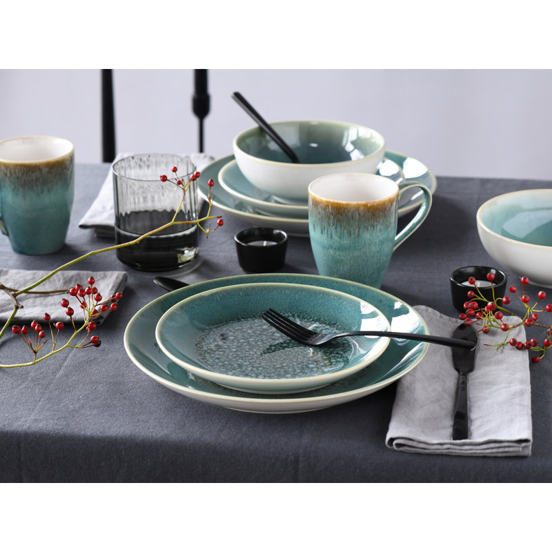 Creatable 25864, Caldera Sand collection, 8 piece dinnerware set, Green