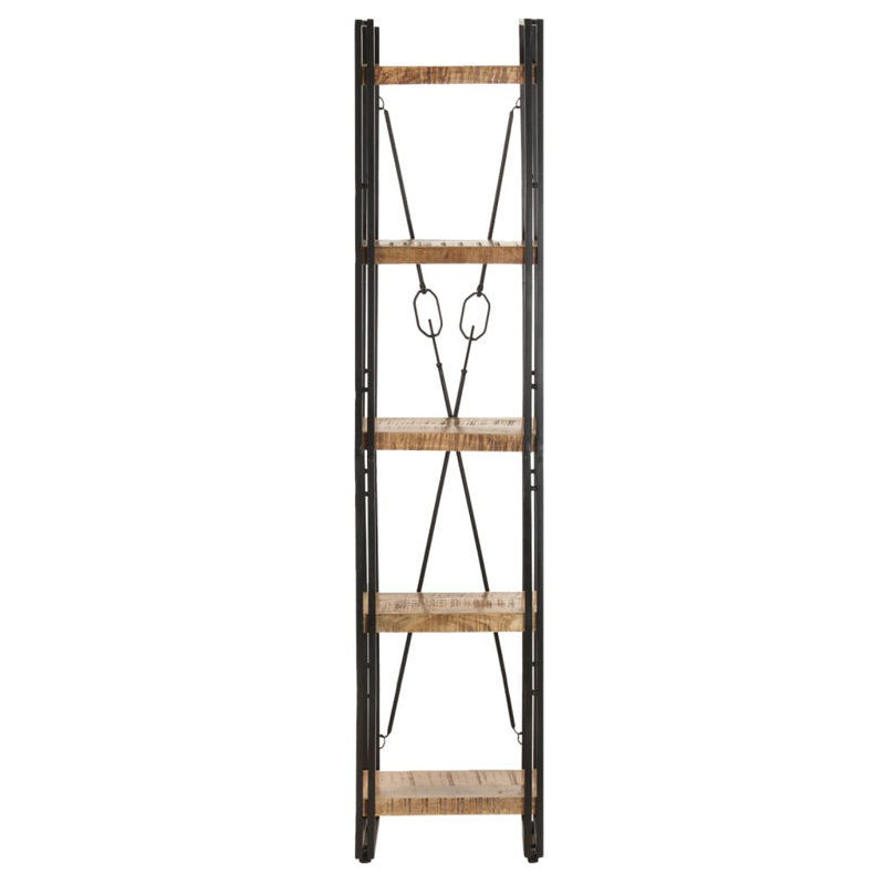 Bibliothèque en bois de manguier massif, Brun, (5 tablettes) H 70,9 po x l 15,4 po x P 11,8 po