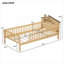 Lit plateforme avec rangement pour lit simple avec lumière DEL intégrée, tête de lit en forme de maison, bois massif naturel clair