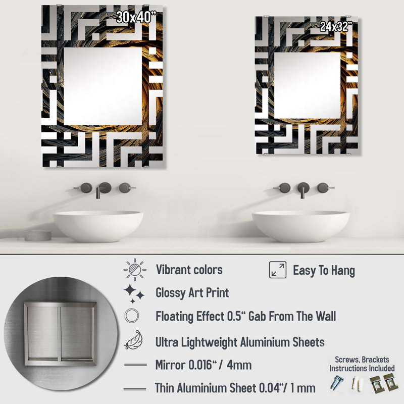 Miroir mural Pirtle - Abstract Spirals, 32 po x 24 po