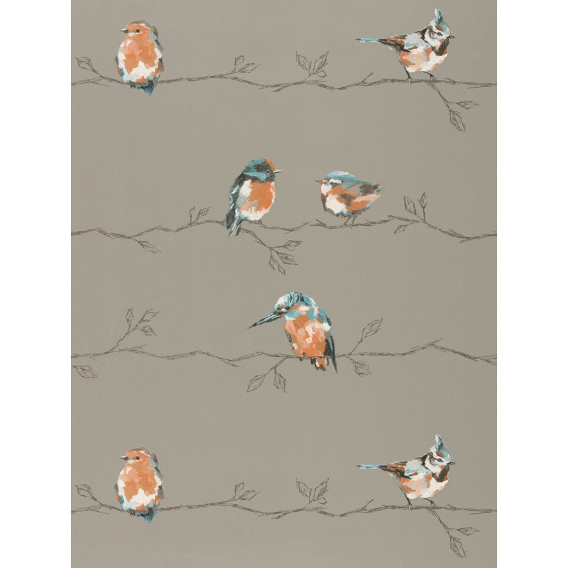 Perisco Wallpaper, Tangerine/Duckegg