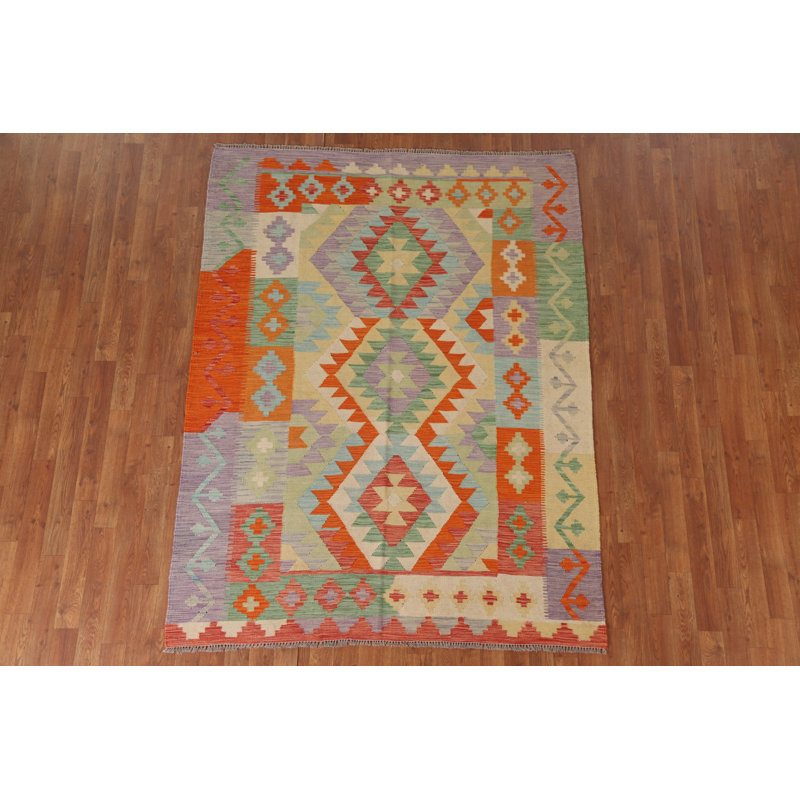 Reversible Wool Kilim Oriental Area Rug 5x7