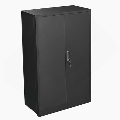Metal Storage Cabinet With Locking Doors And Adjustable Shelf