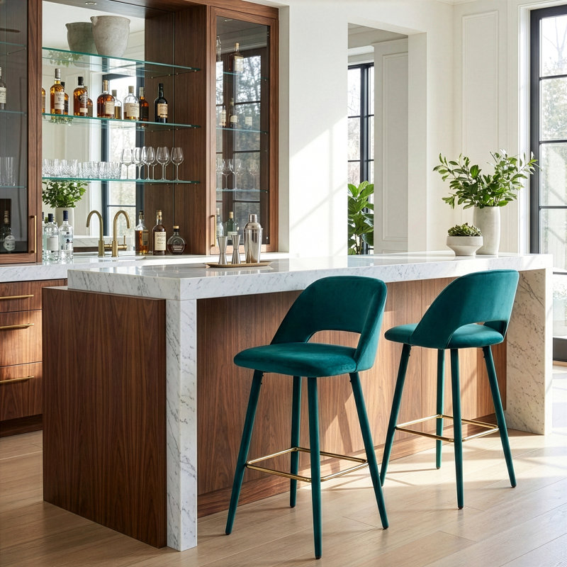 Kyleigh Upholstered Counter Stool with Metal Frame