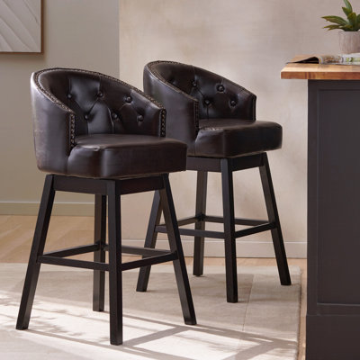 Ensemble de 2 chaises de salle à manger, tabouret de bar pivotant à 360 degrés avec garniture cloutée