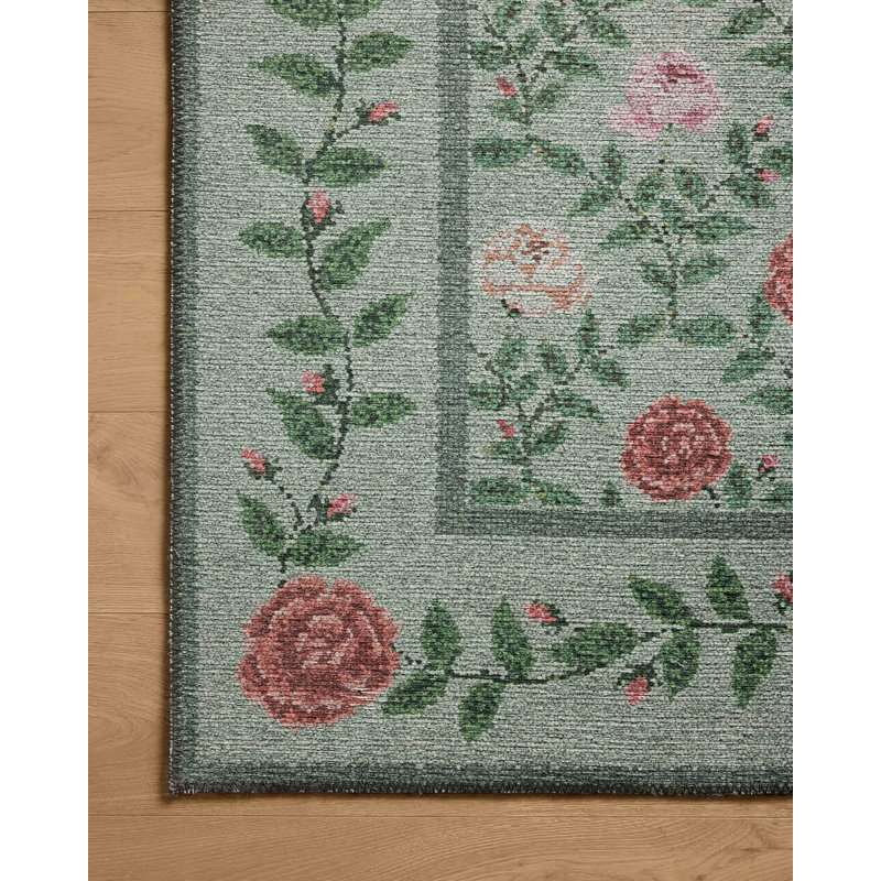Rifle Paper Co. x Loloi Wildwood Green Area Rug, Square 1'6", Green