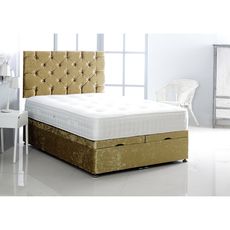 Marisol Upholstered Ottoman Storage Bed, Super King (6'), Gold