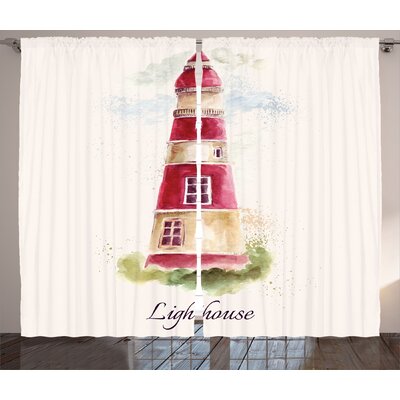 Lighthouse Semi-Sheer Rod Pocket Curtain Panels -  Ambesonne, p_16349_108x84