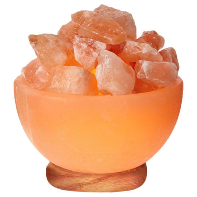 Himalayan Glow Salt Massage Stone Lamp with Neem Wooden Base, Dimmer Switch, UL Certified Salt Lamp