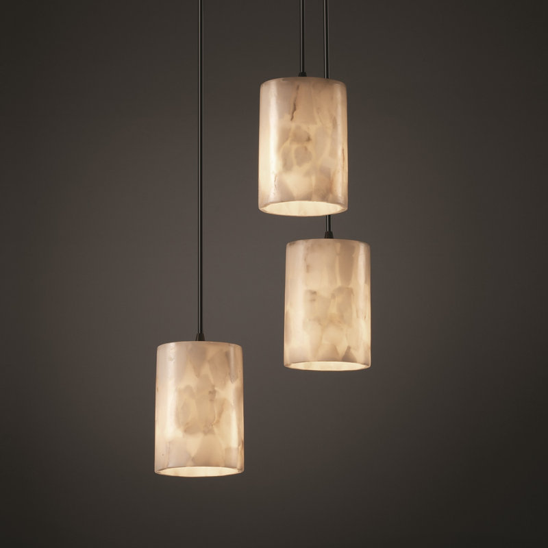 Suspension cylindrique en grappe 3 lumières Asae, Bronze foncé