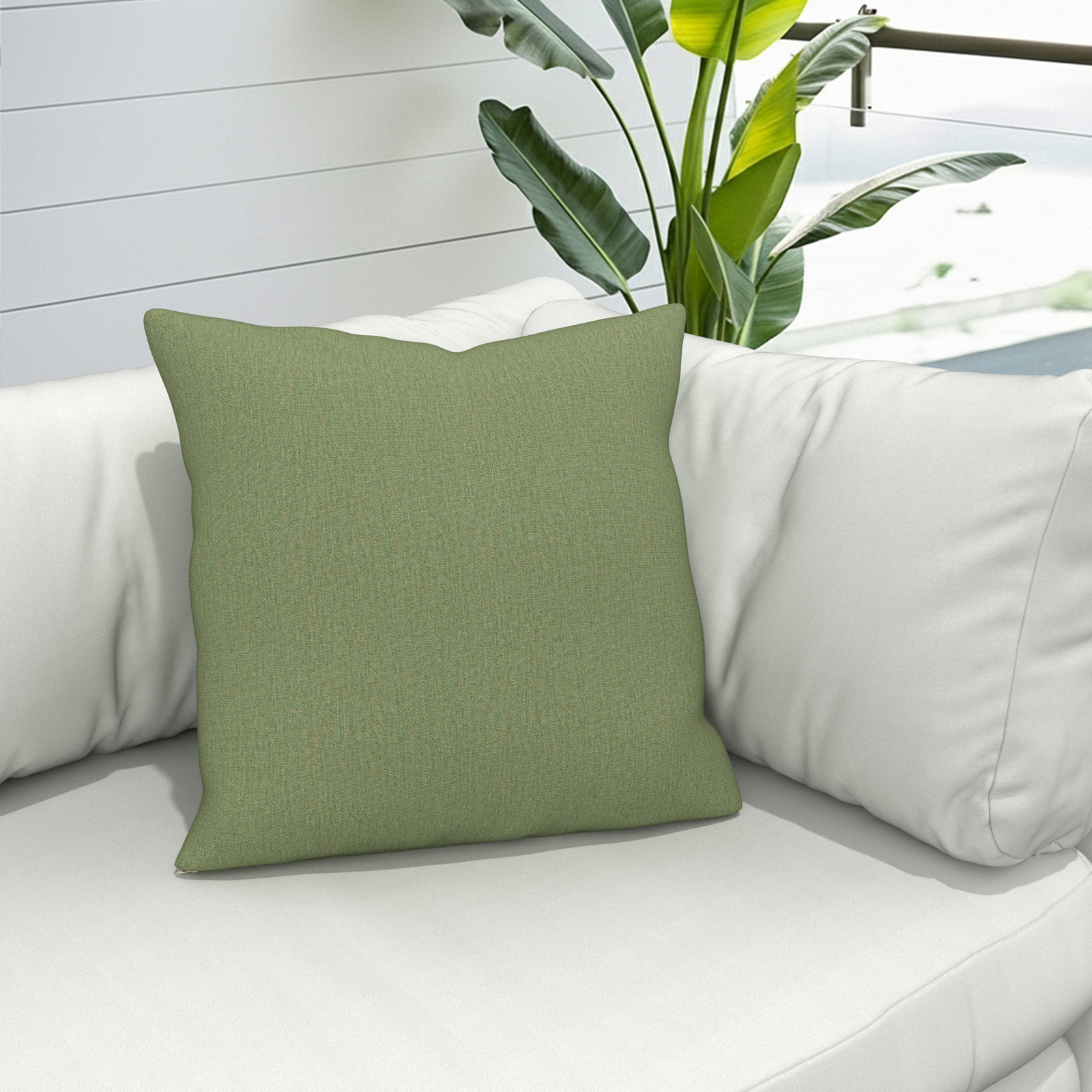 Indoor/Outdoor Throw Pillow, Square 24", Sunbrella Canvas Fern
