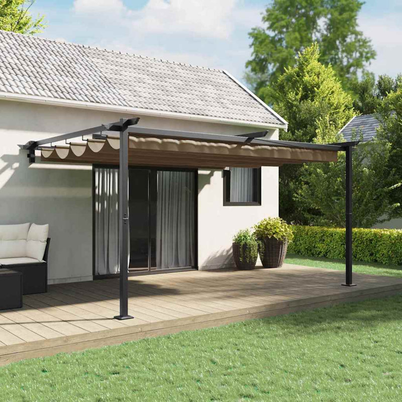  Wall Mounted Gazebo Anthracite Steel, 400" H x 400" W x 300" D, Taupe