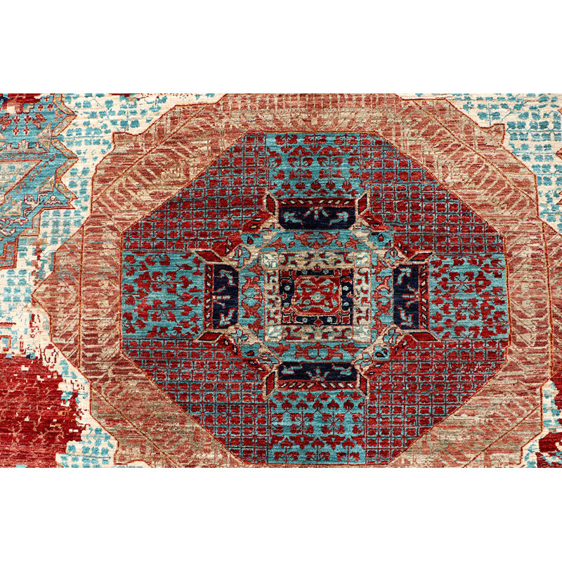 Tapis rouge / bleu / brun tissé à la main de haute qualité Aryana