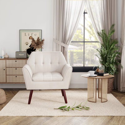 Janara 30.3'' Wide Tufted Linen Upholstered Armchair
