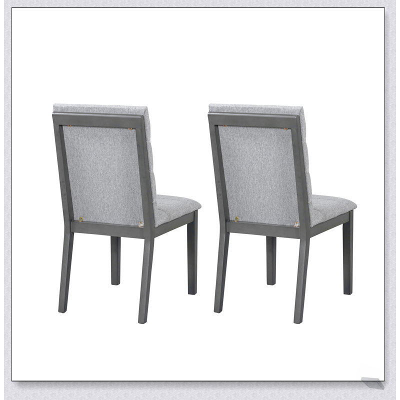 Ensemble de 2 chaises de salle à manger modernes à finition chêne gris et capitonnées, Gris