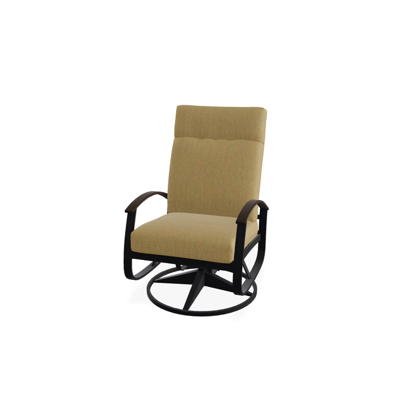 Chaise de patio pivotante avec coussins Askar, Toile Sunbrella® beige chiné, Kona P10, Noir texturé