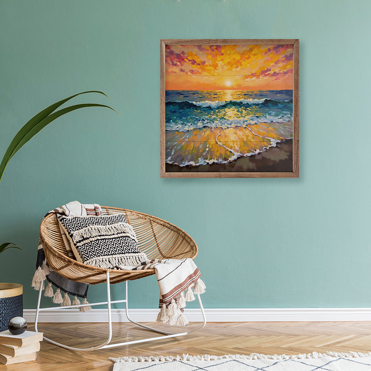 Bright Summer Sunset Ocean, H 4 po x l 4 po