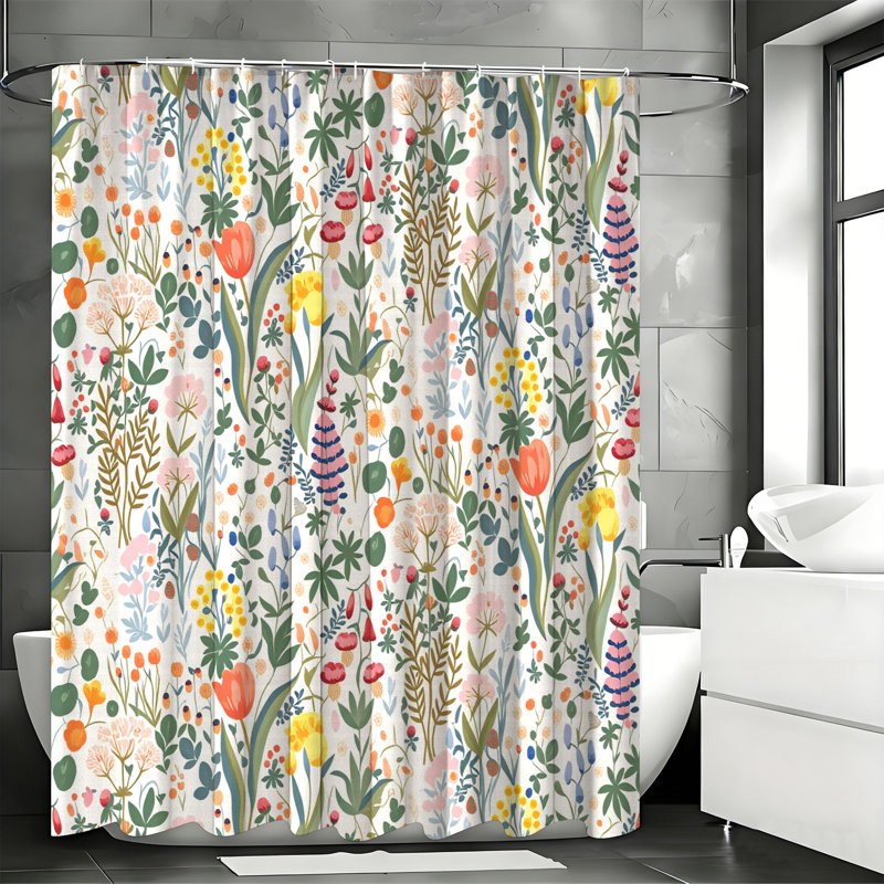 Rideaux de douche avec crochets inclus, Beige Floral
