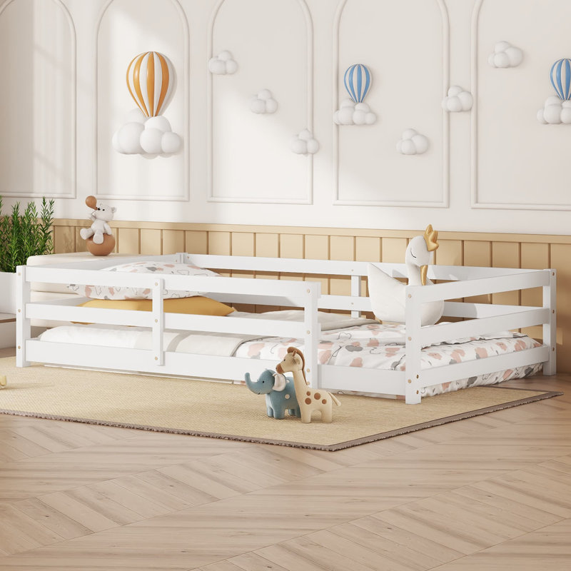 Lit de sol avec clôture Montessori, Twin, White