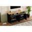 Meuble télé 70 po avec poignées rustiques, 2 tiroirs de style, tablettes réglables et armoire de rangement en grain de bois noir, rétro, compatible