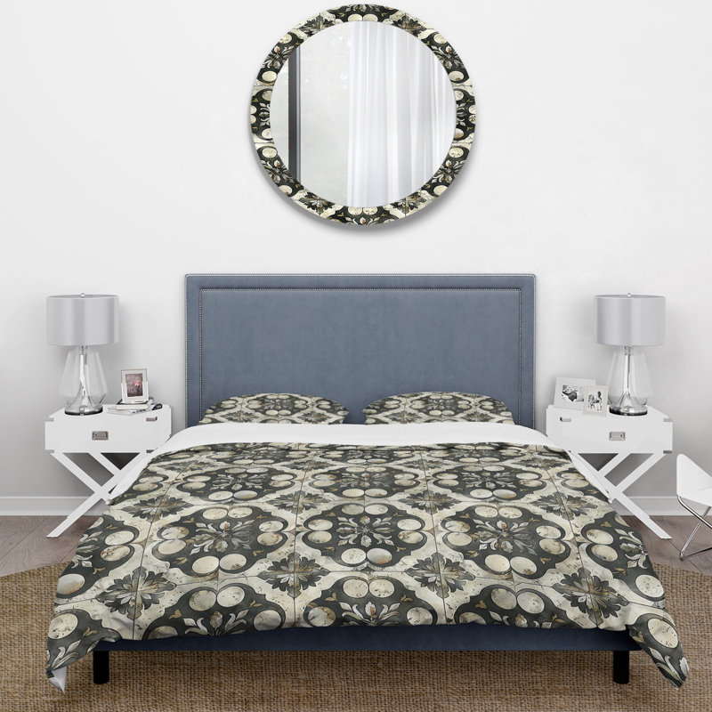 Ensemble de housse de couette campagnard gris foncé, Housse de couette simple + 2 taies décoratives st