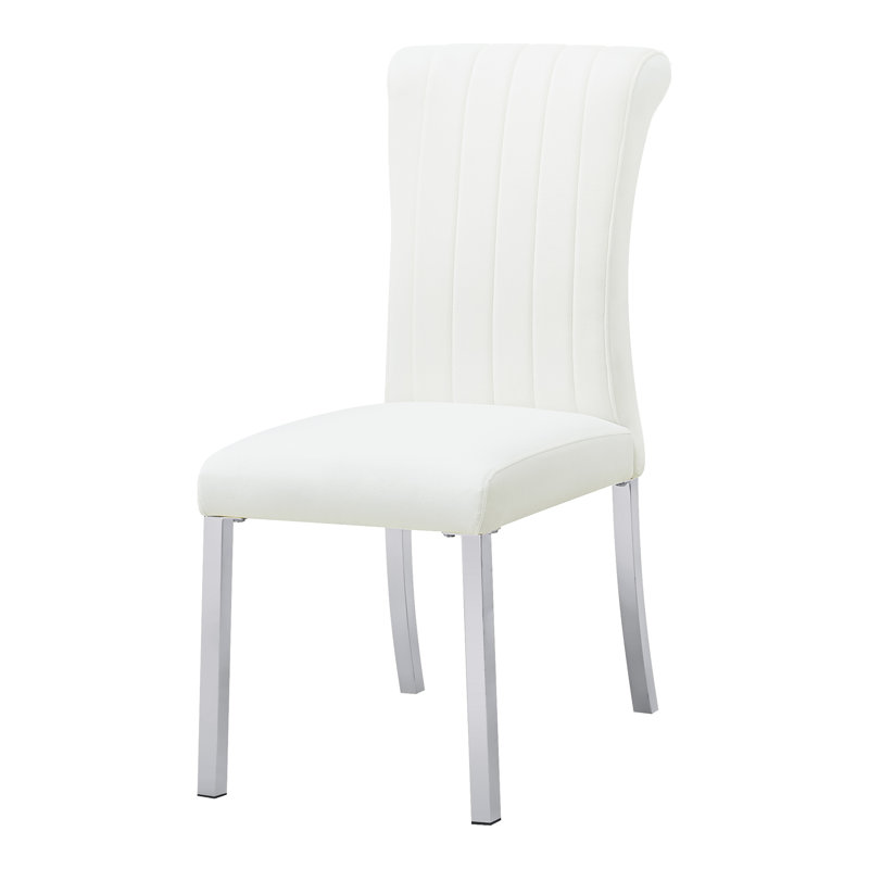 Chaises d'appoint rembourrées Stellas, Argent argent, Blanc