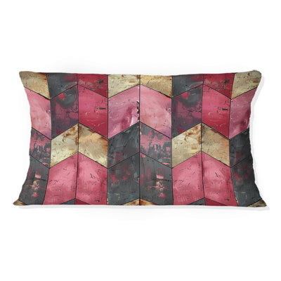 Coussin lombaire transitionnel rose doré à chevrons Glam Charm III