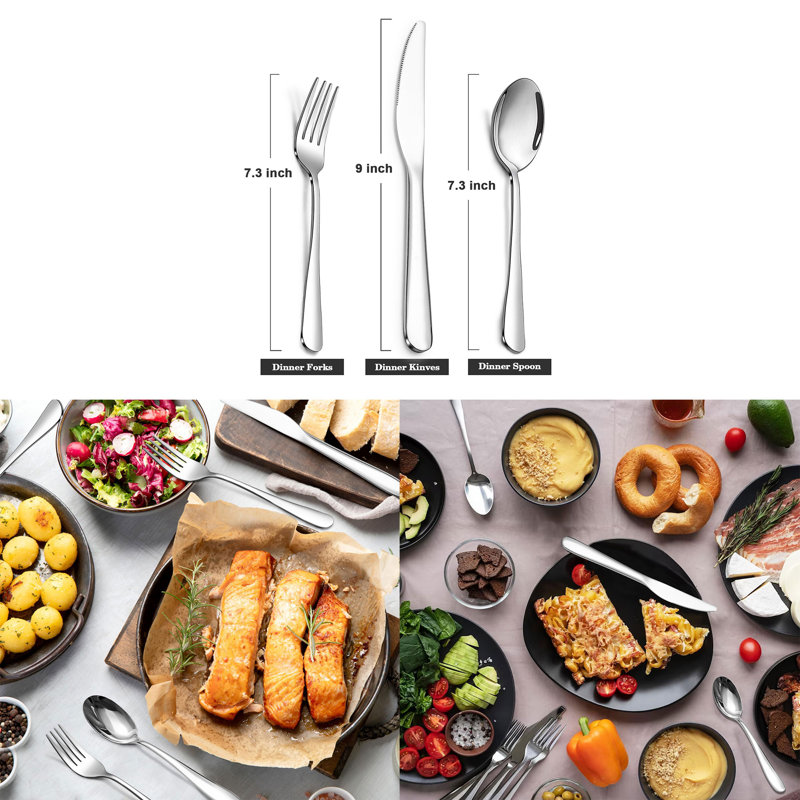 Service de table 12 pièces en acier inoxydable avec 4 couteaux, fourchettes et cuillères