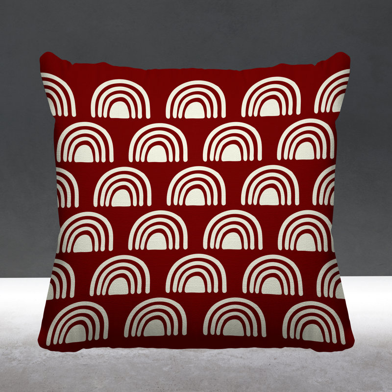 Coussin décoratif à motif abstrait, L 17 po x H 17 po, Rouge
