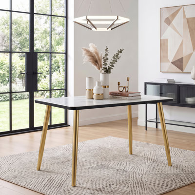 Table de salle à manger rectangulaire moderne en faux marbre de 120 cm (47,3 po) pour 4 à 6 personnes