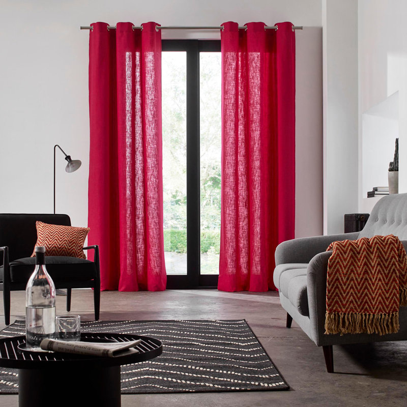 Bellevue Semi Sheer Single Curtain Panel, 145 W x 280 D cm, Red