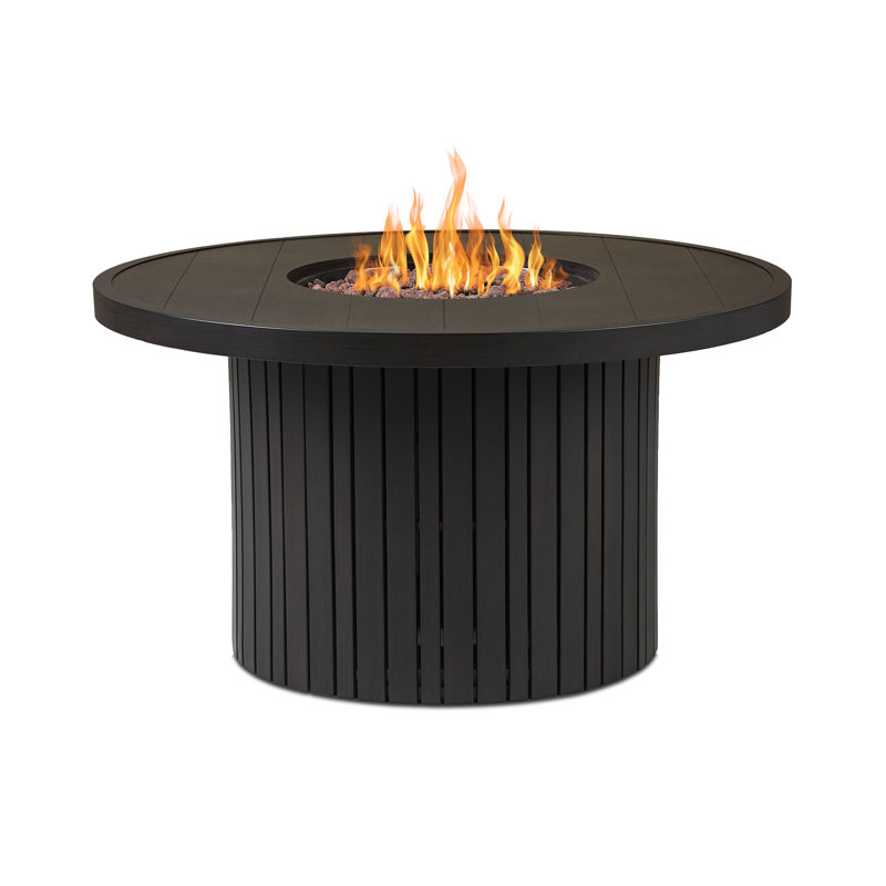 Real Flame Calvin 44" Round Metal Propane Fire Pit Table With Hidden Tank, Bronze Coral