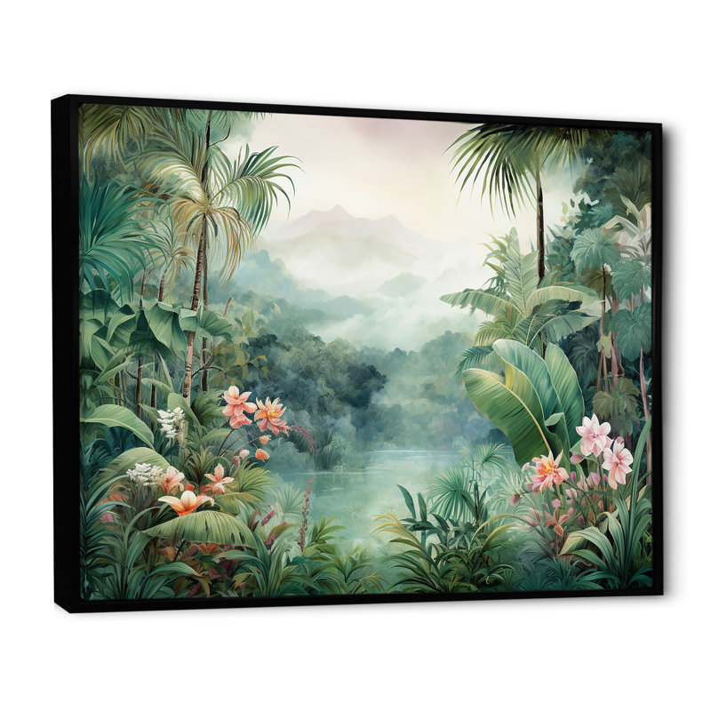 Tropical Wilderness Escape III - Jungle, art mural, Cadre flottant noir, H 30 po x l 40 po x P 1,5 po