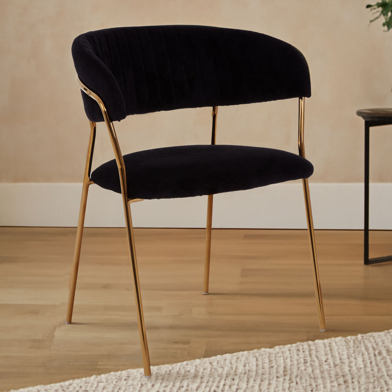 Elsberry 46cm H Velvet Upholstered Armchair, Gold, Black