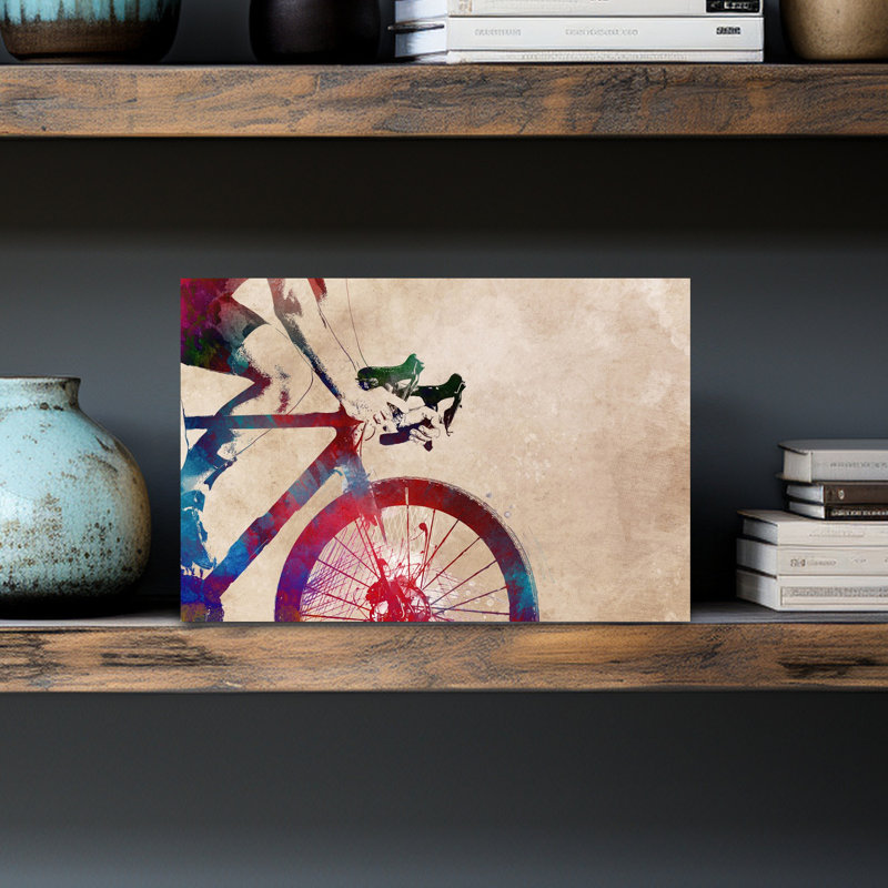 «Vibrant Cycling Motion», art mural contemporain, 12" H x 18" W