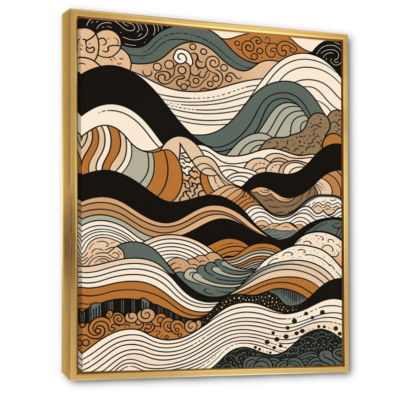 «Brown Black Line Elegance I», reproduction sur toile, H 40 po x l 30 po x P 1,5 po, Cadre flottant doré