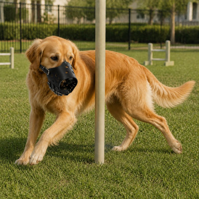 Adjustable Ventilated Dog Muzzle with Open-Nose Guard and Secure Strap