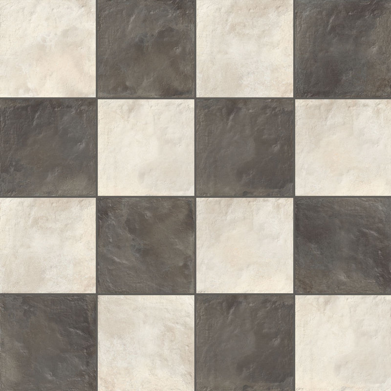 Carrelage en porcelaine 8x8 Autumn Essentials, Ivoire / Graphite
